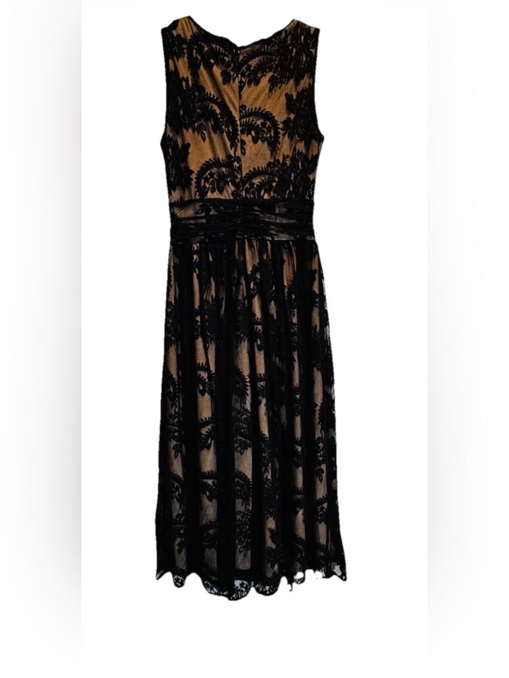 Vintage 90s Newport News Black Lace Midi Dress 6 Nude Lining 1995 Deadstock NWOT - Picture 5 of 8